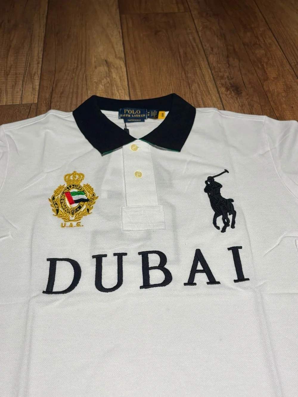 Polo Ralph Lauren Dubai White Polo Shirt Custom Slim Fit Brand New Mens Size M